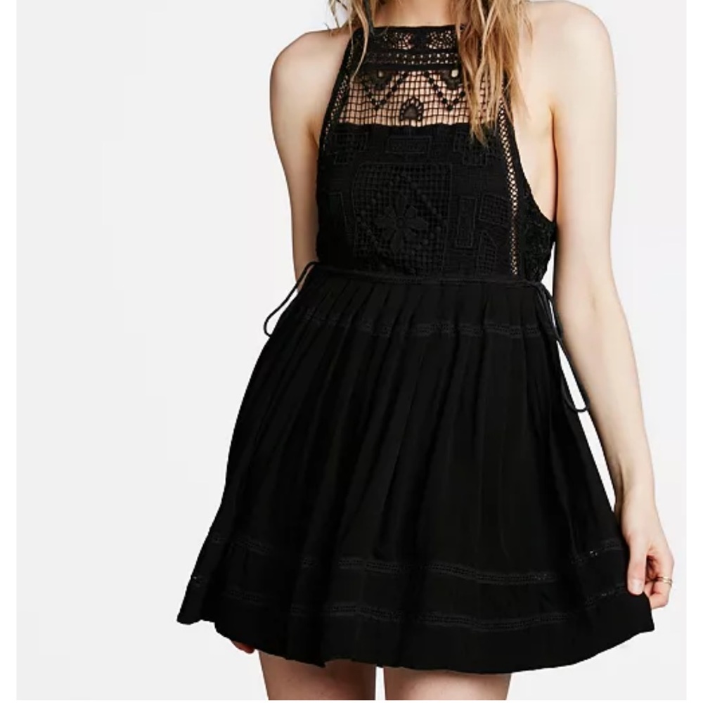 Free People Emily Crocheted Illusion Fit & Flare Dress